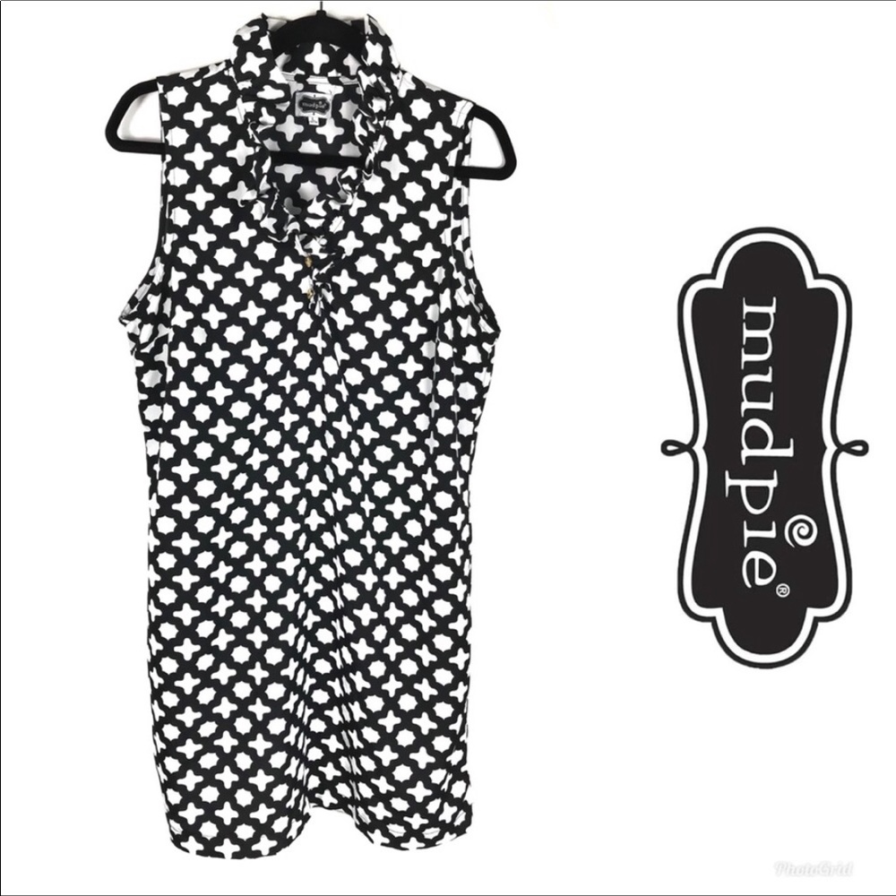 ☀️Mudpie Black/White geometric dress~Size M(8-10)